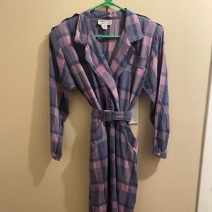Vintage Charlee Allison plaid belted midi dress